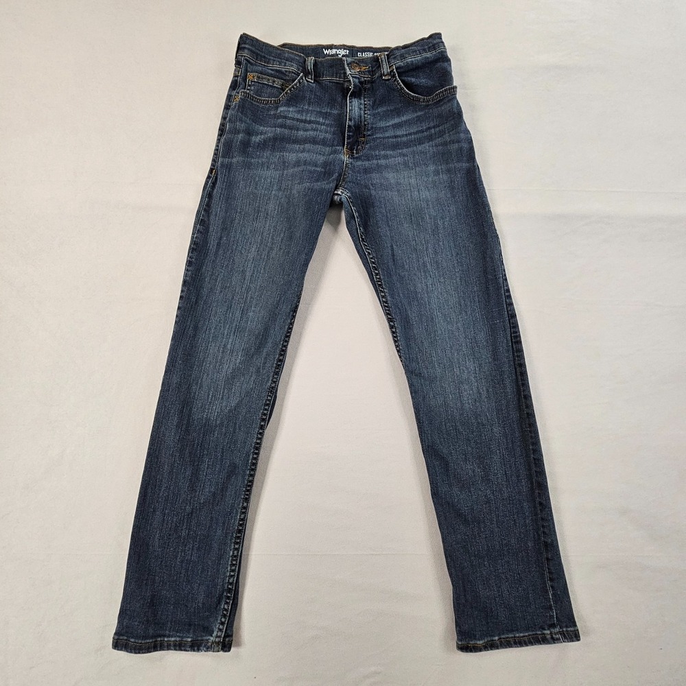 Wrangler Classic Straight Jeans Boys Size 16 Regular Blue Stretch Denim